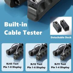 Prolink Kablo Test Cihazı ve Sıkma Pensesi RJ45 RJ12 RJ11 Çok Fonksiyonlu