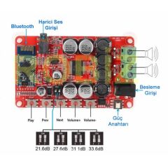 TDA7492P 2x25W Bluetooth Alıcılı Ses Amfi Modülü