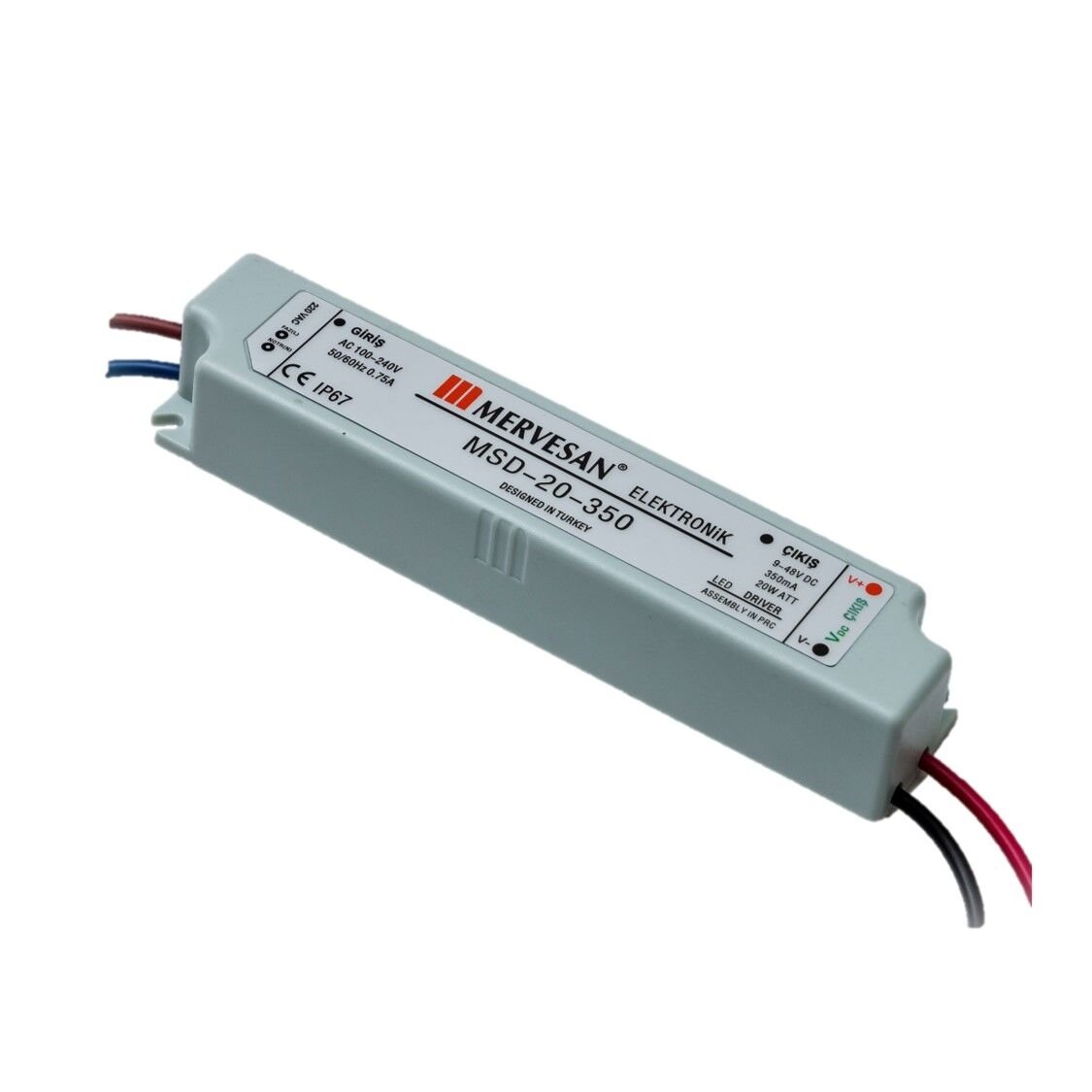 Mervesan MSD-20-350 20W 9-48 VDC 350mA Led Sürücü Adaptörü