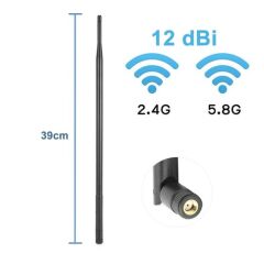 12dbi Anten 39cm RP Sma Erkek (Dişi)