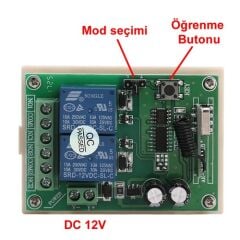 433Mhz RF 2 Kanal Röle Modül DC 12V