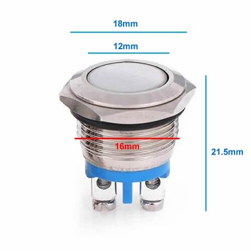 16mm Metal Push Buton Düz Kafa BT1601