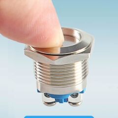 16mm Metal Push Buton Düz Kafa BT1601