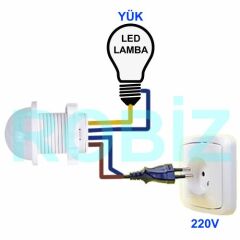 220V PIR Hareket Sensörü 25cm Kablolu