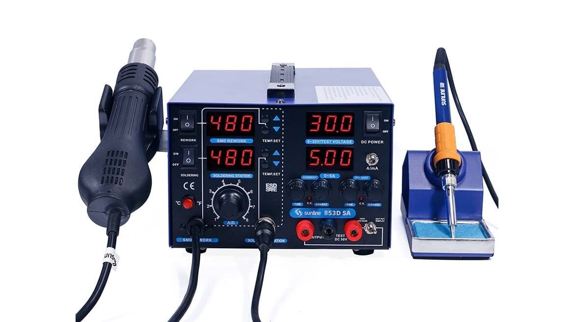 Sunline 853D 5A Güç Kaynaklı Lehimleme Ve Lehim Söküm İstasyonu