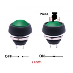 12mm PBS-33B Push Buton Yeşil