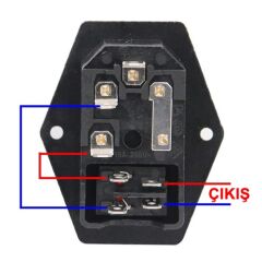 Kablolu 220V Power Soketi Erkek Anahtarlı