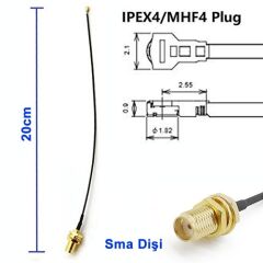 20cm Sma Dişi Ipex4 Rf Kablo