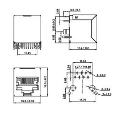 8P8C Plastik RJ45 Dikey