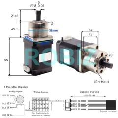 17HS6401S-PG5.18-1 Redüktörlü Step Motor