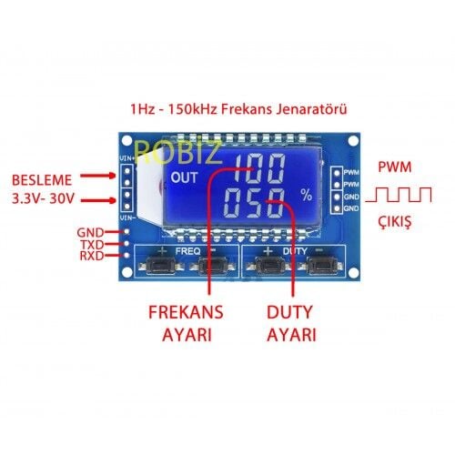 1Hz/150kHz Sinyal Jeneratör Modülü Xy-Lpwm