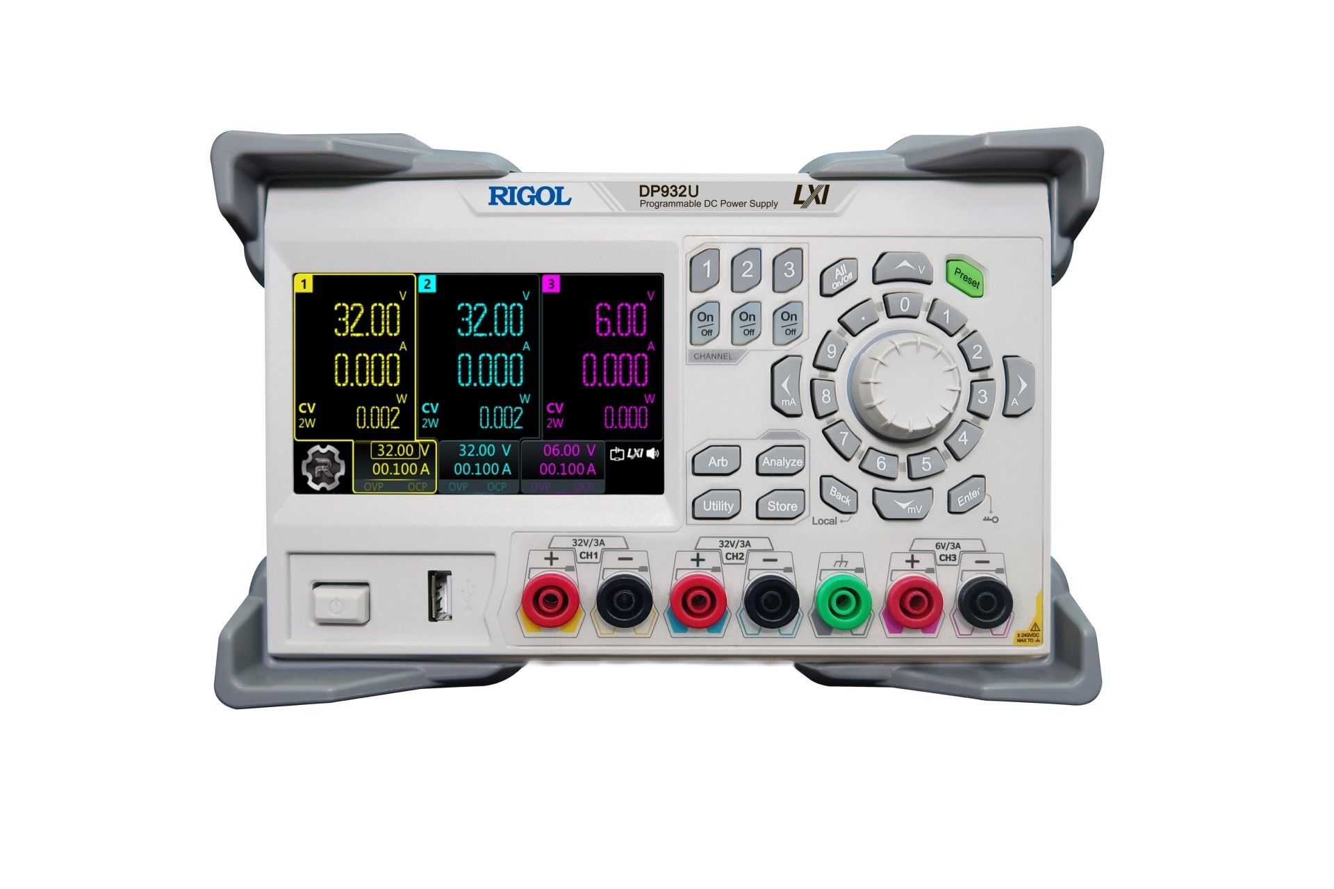 Rigol DP932U 210W 3 İzole Çıkışlı 3A Programlanabilir DC Güç Kaynağı
