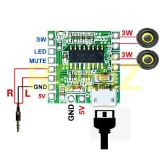 PAM8403 2x3w Amfi Micro Usb